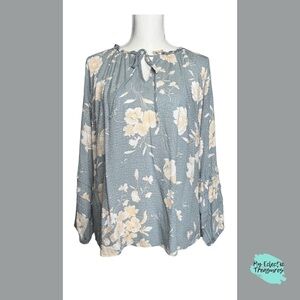 Green Floral Peasant Top by West K – Size Medium